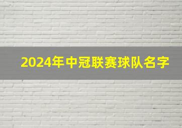 2024年中冠联赛球队名字