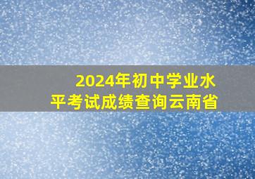 2024年初中学业水平考试成绩查询云南省