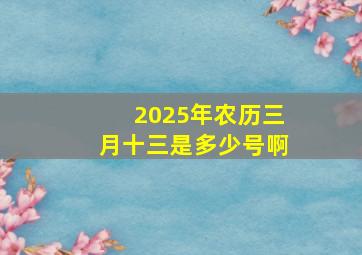 2025年农历三月十三是多少号啊