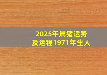 2025年属猪运势及运程1971年生人