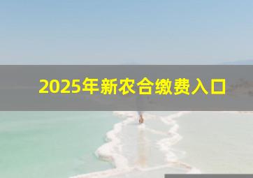 2025年新农合缴费入口