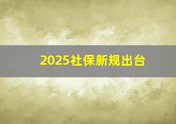 2025社保新规出台