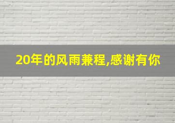 20年的风雨兼程,感谢有你