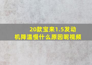 20款宝来1.5发动机降温慢什么原因呢视频