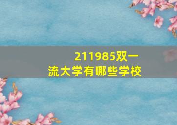 211985双一流大学有哪些学校