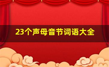 23个声母音节词语大全