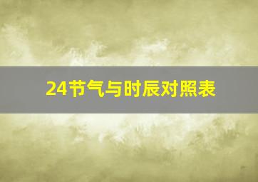 24节气与时辰对照表