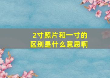 2寸照片和一寸的区别是什么意思啊