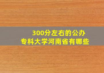 300分左右的公办专科大学河南省有哪些