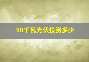 30千瓦光伏投资多少