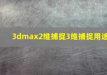 3dmax2维捕捉3维捕捉用途