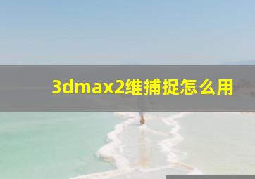 3dmax2维捕捉怎么用