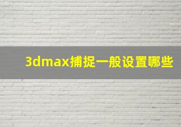 3dmax捕捉一般设置哪些