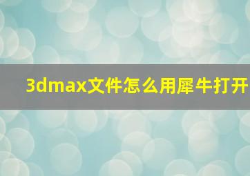 3dmax文件怎么用犀牛打开