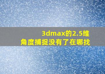 3dmax的2.5维角度捕捉没有了在哪找