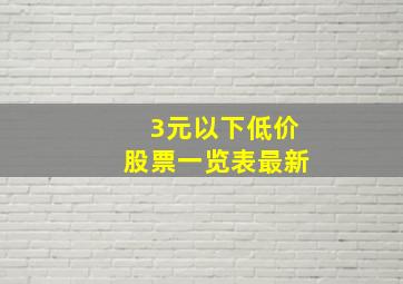 3元以下低价股票一览表最新