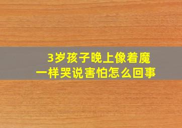 3岁孩子晚上像着魔一样哭说害怕怎么回事