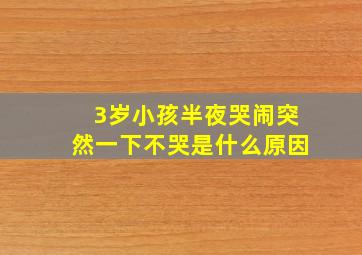 3岁小孩半夜哭闹突然一下不哭是什么原因