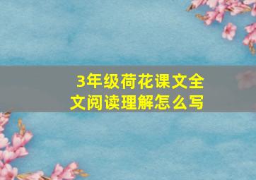 3年级荷花课文全文阅读理解怎么写