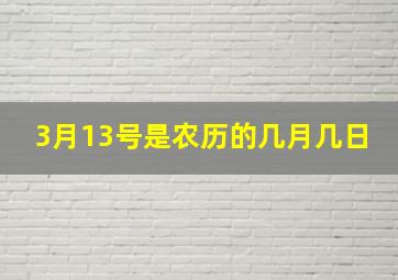 3月13号是农历的几月几日