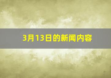 3月13日的新闻内容