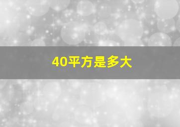 40平方是多大