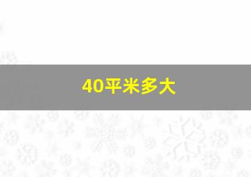 40平米多大