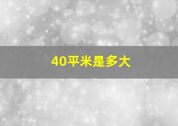 40平米是多大