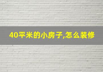 40平米的小房子,怎么装修