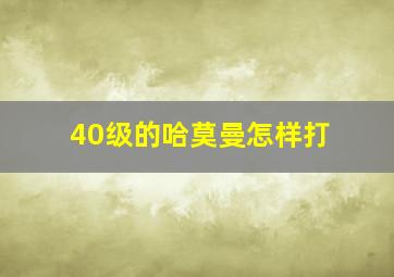 40级的哈莫曼怎样打