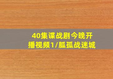 40集谍战剧今晚开播视频1/胍孤战迷城