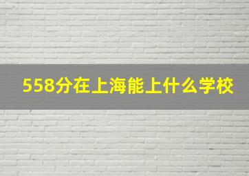 558分在上海能上什么学校