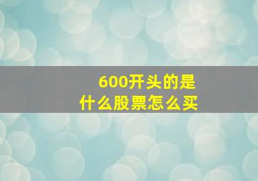 600开头的是什么股票怎么买