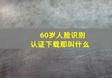 60岁人脸识别认证下载那叫什么