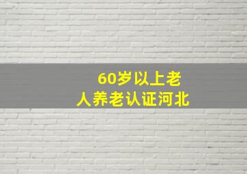 60岁以上老人养老认证河北