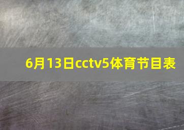 6月13日cctv5体育节目表