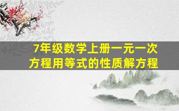 7年级数学上册一元一次方程用等式的性质解方程