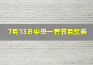 7月13日中央一套节目预告