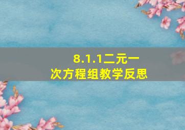 8.1.1二元一次方程组教学反思