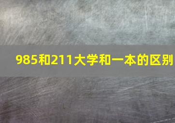 985和211大学和一本的区别