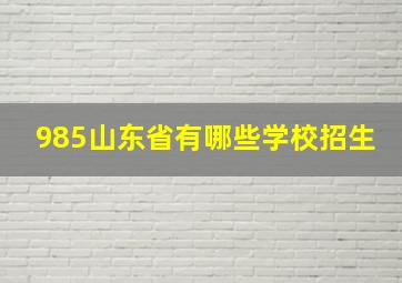 985山东省有哪些学校招生