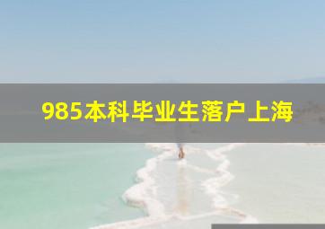 985本科毕业生落户上海