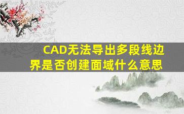 CAD无法导出多段线边界是否创建面域什么意思