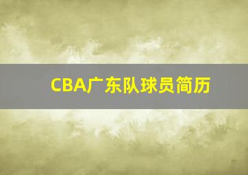 CBA广东队球员简历