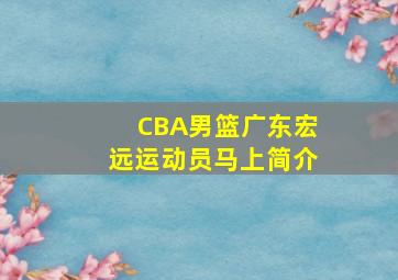 CBA男篮广东宏远运动员马上简介