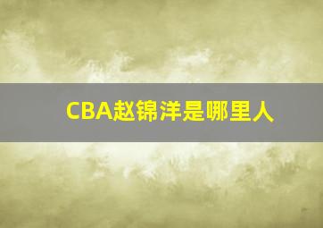 CBA赵锦洋是哪里人