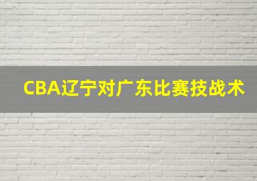 CBA辽宁对广东比赛技战术