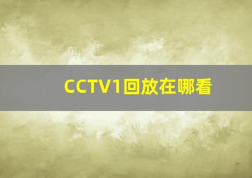 CCTV1回放在哪看