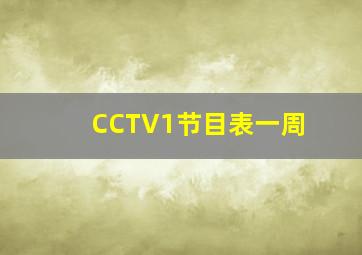 CCTV1节目表一周