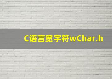 C语言宽字符wChar.h